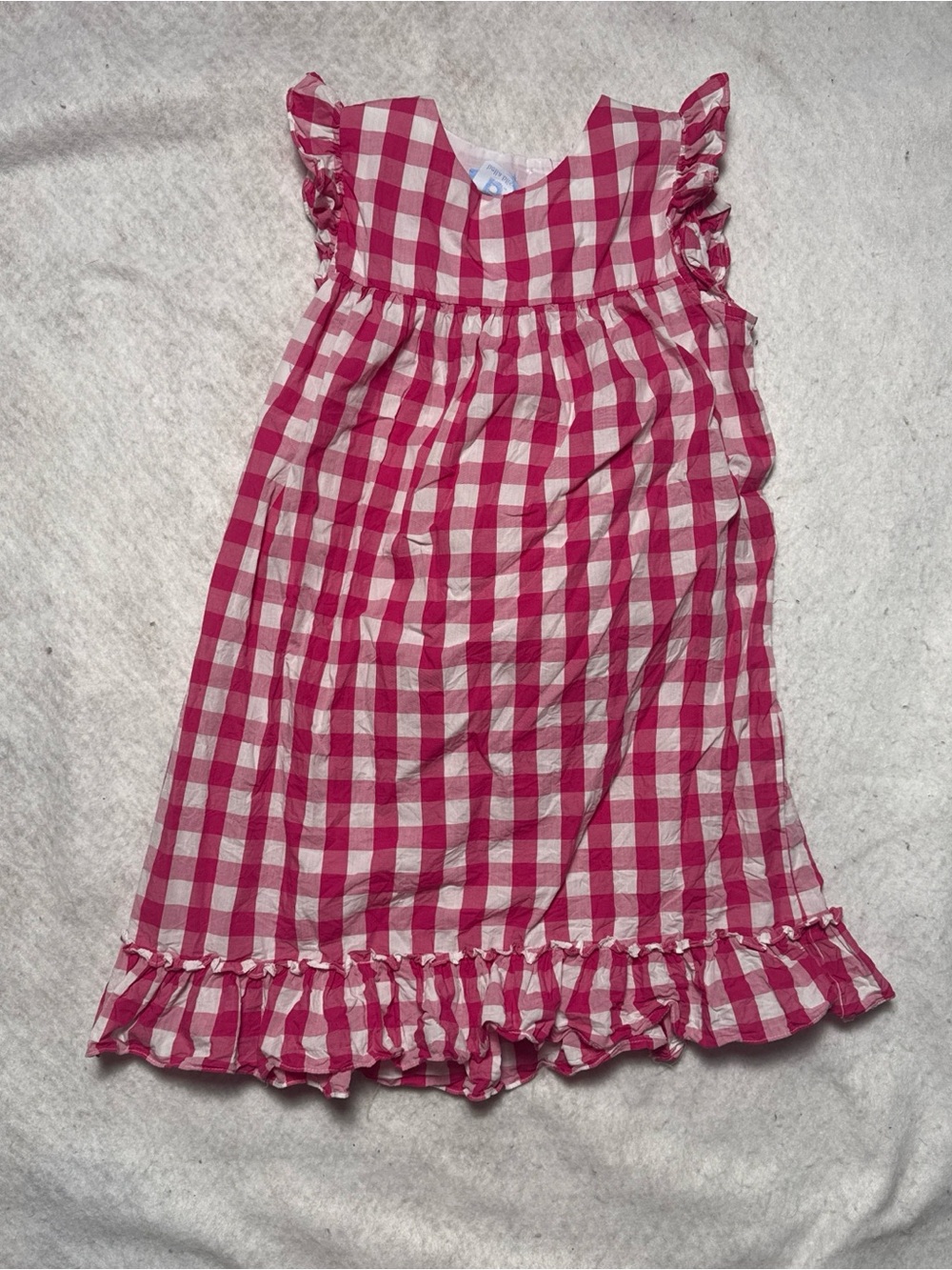 bella bliss Pink & White Gingham Ruffle Dress